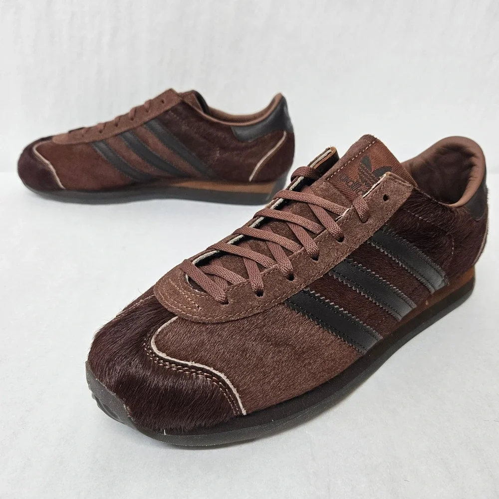Adidas‎ Country Japan Leather Sneakers JR5746 Brown Cow Hair Men's Size 8.5